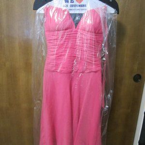 Lovely Pink SZ6 Cache Silk Halter Dress EUC